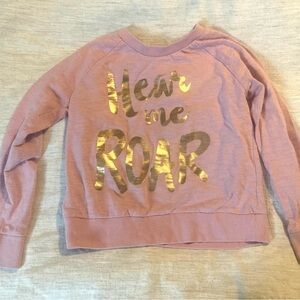 Pink Sweatshirt with Gold Lettering